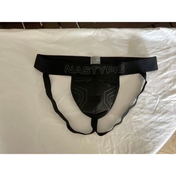 Mens Nasty Pig Jockstrap - Black Stealth Geometric Logo - XL Power Play - Picture 5 of 5